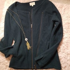 SHAE zip-up Hunter Green Sweater, size S
